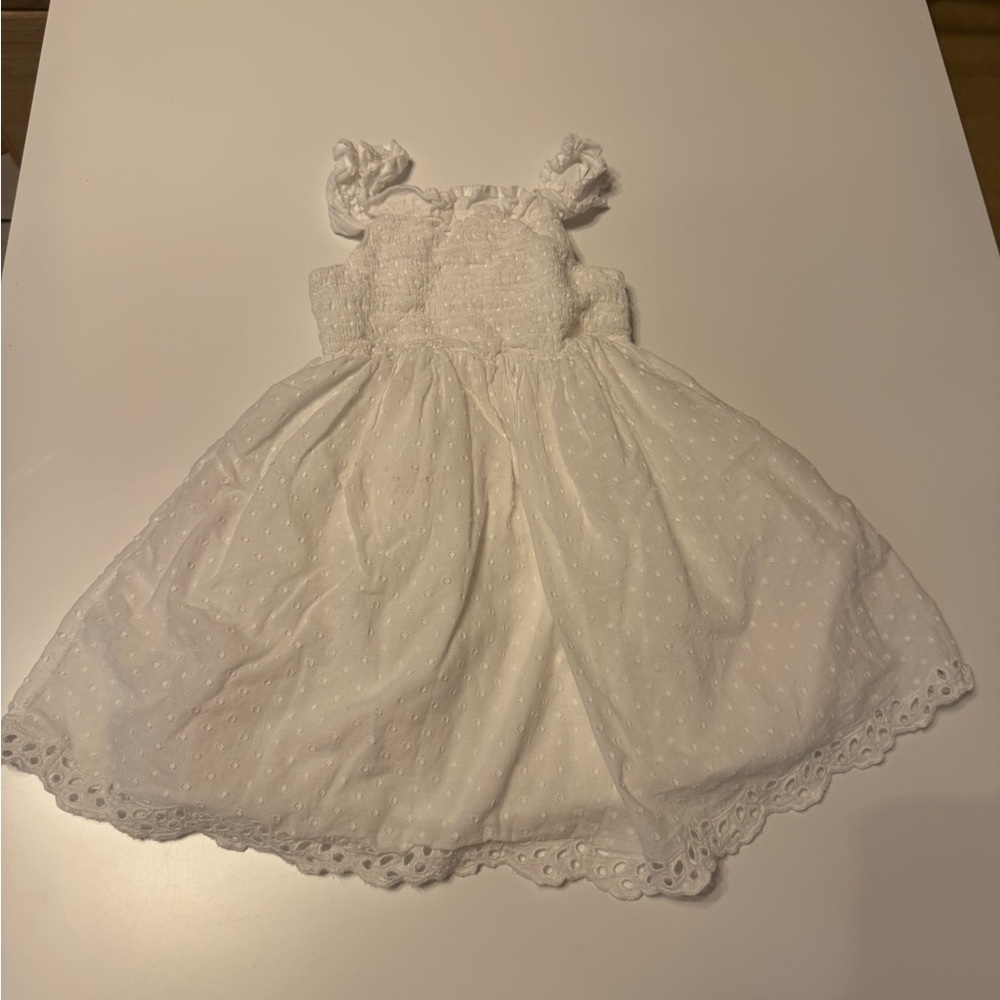 Cat & Jack White Sleeveless Dress with Eyelet Details